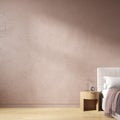 3d render of a fragment of a bedroom with a brown wall