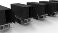 3D render - freight containers in a line Royalty Free Stock Photo