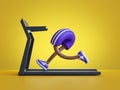 3d render, funny cartoon character legs run on treadmill. Cardio workout illustration. Surreal sport clip art isolated