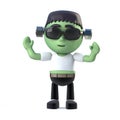 3d Funny cartoon Frankenstein monster character waves his arms in the air Royalty Free Stock Photo