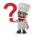 3d Funny cartoon Italian pizza chef character has a question Royalty Free Stock Photo