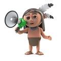 3d Funny cartoon Native American Indian character with a megaphone