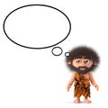 3d Funny cartoon primitive caveman has an idea