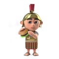 3d Funny cartoon Roman centurion gladiator eats a burger