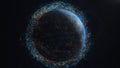3D Render of futuristic animation of digital lines over the Earth globe