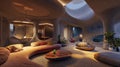 futuristic biomorphic living room designs interior