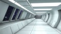 Futuristic empty interior corridor