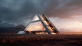 3D Render Futuristic Pyramid House With Geothermal Heating. Generative AI