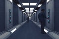 Futuristic spaceship interior corridor Royalty Free Stock Photo