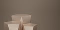 3D render geometric podium. beige hexagon cube, Ivory square podium in beige background. Concept scene stage showcase, product,