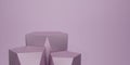 3D render geometric podium. purple hexagon cube, Pink Lavender square podium in light background. Concept scene stage showcase,