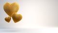 3D Render of Giant Gold Heart and floating gold hearts