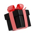 3d render gift box, black package with pink bow Royalty Free Stock Photo