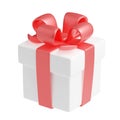 3D render gift box with ribbon, present package