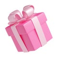 3D render gift box with ribbon, present package