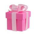 3D render gift box with ribbon, present package