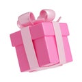 3D render gift box with ribbon, present package