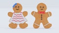 ginger coockies on white background, Christmas gingerbread coockies Royalty Free Stock Photo