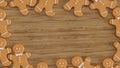 ginger coockies on wooden background, Christmas gingerbread coockies Royalty Free Stock Photo