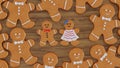 ginger coockies on wooden background, Christmas gingerbread coockies