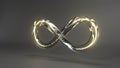 3d render Glass Infinity symbol with neon gold in loop animation with alpha channel Royalty Free Stock Photo