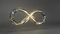 3d render Glass Infinity symbol with neon gold in loop animation with alpha channel Royalty Free Stock Photo