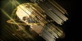 3d render global network background. Golden earth grid with map and blurred lines. For business, science, tech concept