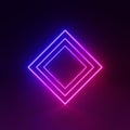 3d render, glowing lines, tunnel, neon lights, virtual reality, abstract background, square portal, arch, pink blue spectrum vibra
