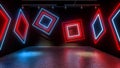 3D render Glowing neon lighting on floor reflection for future premium product or technology