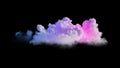 3d render, glowing violet pink cloud. Fantasy sky clip art isolated on black background