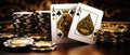 3D Render Of Gold And Black Casino Cards, Poker, Blackjack, And Baccarat Royalty Free Stock Photo