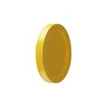 3D render gold coin side view