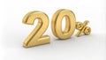 3D Render Gold 20% Discount Sign Royalty Free Stock Photo