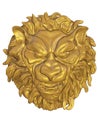 3D render of gold engraved lions head