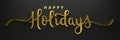 3D render of gold HAPPY HOLIDAYS calligraphy Royalty Free Stock Photo