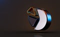 3d render gold metallic pie chart icon on dark background concept Royalty Free Stock Photo