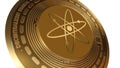 3D Render Golden Cosmos ATOM Cryptocurrency Coin Symbol Close up Royalty Free Stock Photo