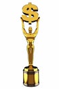 3d render Golden Dollar sign trophy Royalty Free Stock Photo