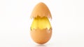 Golden Easter egg inside a normale egg, Golden Egg Royalty Free Stock Photo