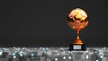 3D Render Golden Football Trophy Cup Against Abstract Bokeh Background And Copy Royalty Free Stock Photo