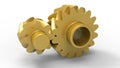 3D render - golden gears assembly