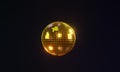 Golden glowing and reflecting disco ball isolated on black background Royalty Free Stock Photo