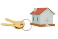 3d render of golden home key isolated on white background. Estate concept. 3D illustration Royalty Free Stock Photo