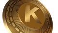 3D Render Golden Kadena KDA Cryptocurrency Coin Symbol Close up