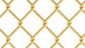 Golden metal fence mesh isolated on white background, gold metal wire fence template Royalty Free Stock Photo