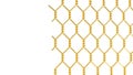 Golden metal fence mesh isolated on white background, gold metal wire fence template Royalty Free Stock Photo