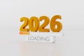 Golden 2026 with progress bar on white studio background Royalty Free Stock Photo