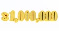 golden one million dollars number isolated on white background, financial concept Royalty Free Stock Photo