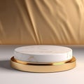 Golden podium for product presentation. Abstract background. AI Generated