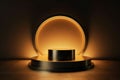 3d render of golden podium for product presentation. Abstract background. Empty pedestal. Luxury design Ai Generative